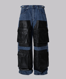 CORNERBLESS（コーナーブレス）の「FAKE LEATHER MIXED CARGO DENIM PANTS（デニムパンツ）」