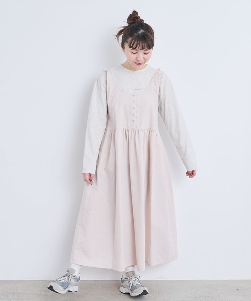 l'atelier du savon（アトリエドサボン）の「ぽつぽつしたミニチェック　ジャンパースカート（ワンピース・レディース・ブラック/ブルー/ピンク・FREE）」の5枚目の写真