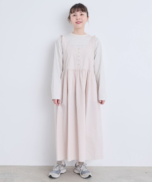 l'atelier du savon（アトリエドサボン）の「ぽつぽつしたミニチェック　ジャンパースカート（ワンピース・レディース・ブラック/ブルー/ピンク・FREE）」の4枚目の写真