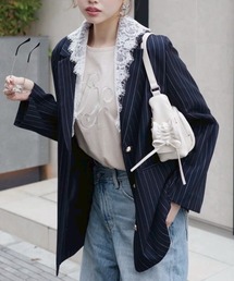 rienda（リエンダ）の「【森香澄さん着用】レースディティール2WAYテーラードジャケット 春服（テーラードジャケット）」