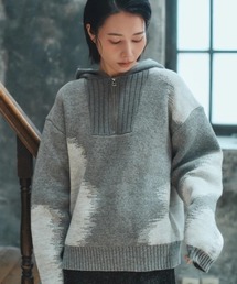 静寂と青 Knit Zip Hoodie