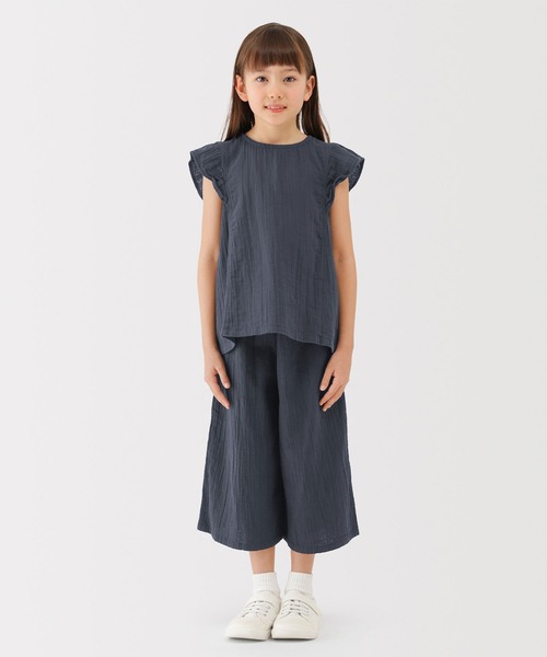 無印良品(ムジルシリョウヒン)の「キッズ 楊柳ガーゼフリルスリーブブラウス(シャツ/ブラウス・キッズ・ライトグリーン/ブルー系/ネイビー/オフホワイト・110/140/150/120/130)」の9枚目の写真