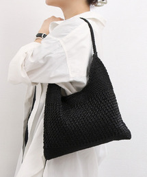 カシュカシュ cachecache / メタリックコード柄編みワンハンドルトート