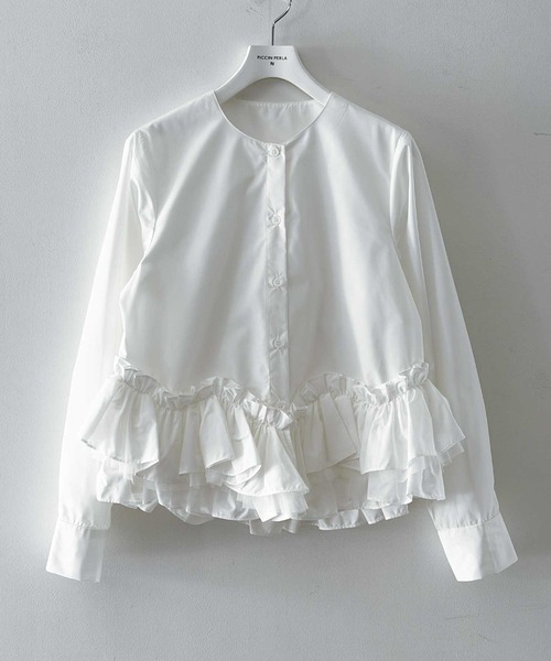 PICCIN PERLA(ピッチンペルラ)の「ペプラムチュールブラウス(シャツ/ブラウス・レディース・オフホワイト・M)」の6枚目の写真