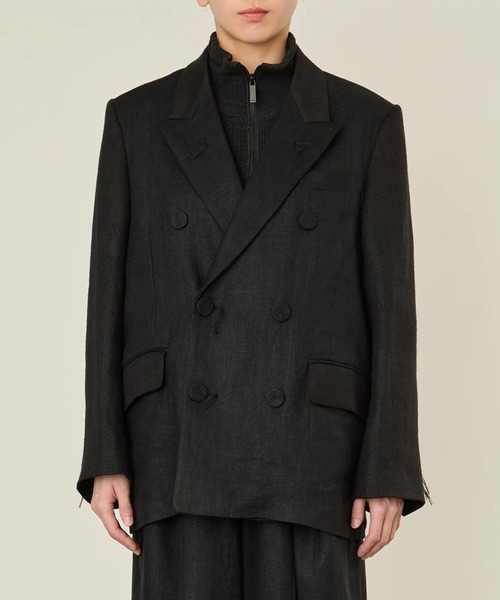 I'm here:(アイムヒアー)の「【i'm here :】GRANDPA : LINEN JACKET(テーラードジャケット・メンズ・ライトベージュ/ブラック・L/M)」の9枚目の写真