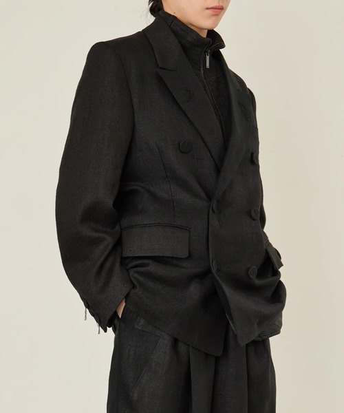 I'm here:(アイムヒアー)の「【i'm here :】GRANDPA : LINEN JACKET(テーラードジャケット・メンズ・ライトベージュ/ブラック・L/M)」の10枚目の写真