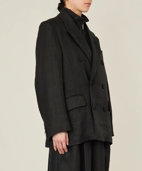 I'm here:(アイムヒアー)の「【i'm here :】GRANDPA : LINEN JACKET(テーラードジャケット・メンズ・ライトベージュ/ブラック・L/M)」の12枚目の写真