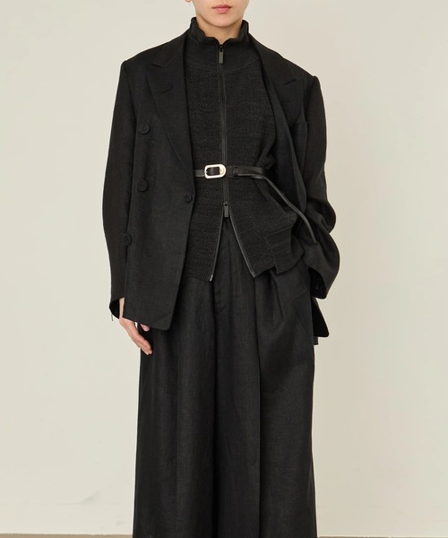 I'm here:(アイムヒアー)の「【i'm here :】GRANDPA : LINEN JACKET(テーラードジャケット・メンズ・ライトベージュ/ブラック・L/M)」の3枚目の写真