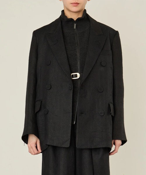 I'm here:(アイムヒアー)の「【i'm here :】GRANDPA : LINEN JACKET(テーラードジャケット・メンズ・ライトベージュ/ブラック・L/M)」の7枚目の写真
