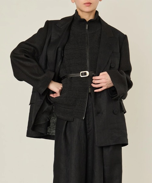 I'm here:(アイムヒアー)の「【i'm here :】GRANDPA : LINEN JACKET(テーラードジャケット・メンズ・ライトベージュ/ブラック・L/M)」の4枚目の写真