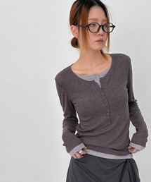 BLACKUP（ブラックアップ）の「[MADE] ユリエレイヤードヘンリーネック長袖Tシャツ（Tシャツ/カットソー）」