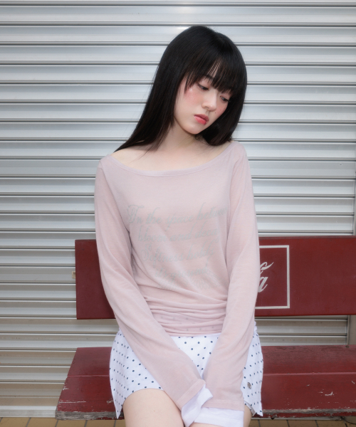 ROSEFRANTZ（ロゼフランツ）の「Lettering Angel Long Sleeve [Pink]（Tシャツ/カットソー・レディース・PINK・OS）」の5枚目の写真