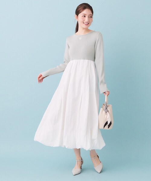 index（インデックス）の「ドッキングバルーンロングフレアワンピース【洗濯機OK】（ワンピース・レディース・ブラック/グレー・00）」の17枚目の写真