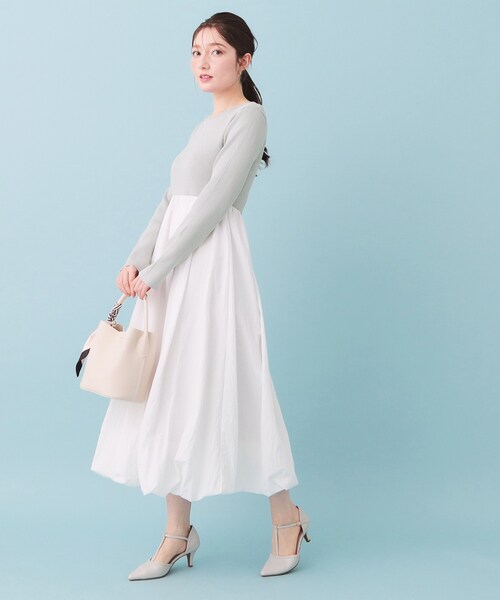 index（インデックス）の「ドッキングバルーンロングフレアワンピース【洗濯機OK】（ワンピース・レディース・ブラック/グレー・00）」の3枚目の写真