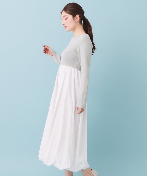 index（インデックス）の「ドッキングバルーンロングフレアワンピース【洗濯機OK】（ワンピース・レディース・ブラック/グレー・00）」の10枚目の写真