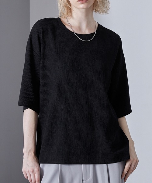 Loose/ルース(ルース)の「エンボスジャガード ドレープ Tシャツ(Tシャツ/カットソー・メンズ・レッド/ホワイト/ブラック・L/M/S)」の13枚目の写真