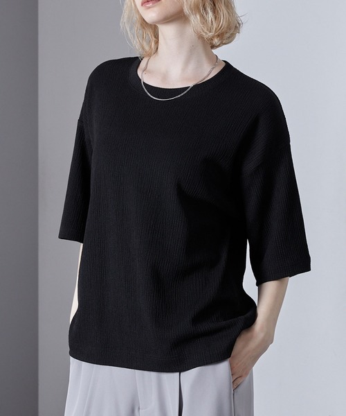 Loose/ルース(ルース)の「エンボスジャガード ドレープ Tシャツ(Tシャツ/カットソー・メンズ・レッド/ホワイト/ブラック・L/M/S)」の14枚目の写真