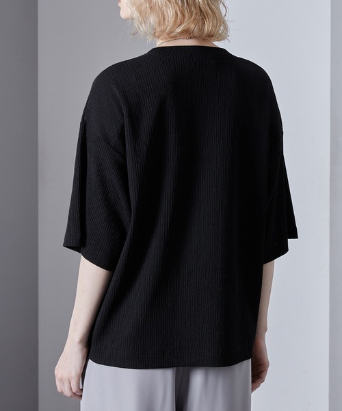 Loose/ルース(ルース)の「エンボスジャガード ドレープ Tシャツ(Tシャツ/カットソー・メンズ・レッド/ホワイト/ブラック・L/M/S)」の15枚目の写真