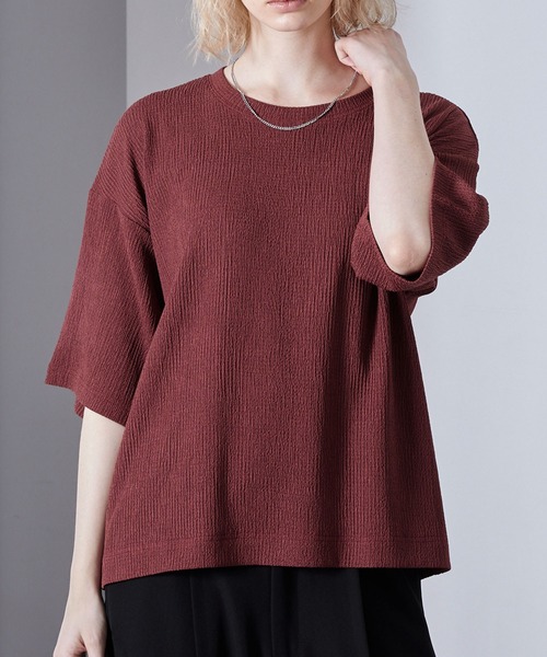 Loose/ルース(ルース)の「エンボスジャガード ドレープ Tシャツ(Tシャツ/カットソー・メンズ・レッド/ホワイト/ブラック・L/M/S)」の20枚目の写真