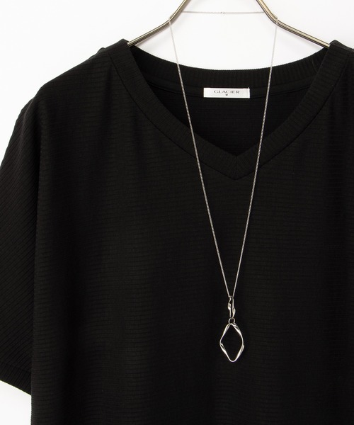 Honeys(ハニーズ)の「【ハニさら・接触冷感・UVカット・遮熱】アクセ付ドルマントップス(Tシャツ/カットソー・レディース・レッド/ベージュ/ネイビー/ブルーグリーン/ブラック/アイボリー/ブラウン・M/LL/L)」の10枚目の写真
