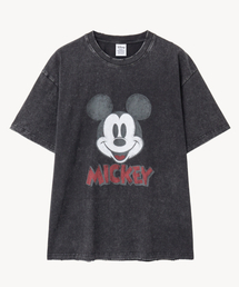 VTWO（ブイツー）の「ヴィンテージウォッシングフェイスタイシャツ_ミッキー_(ブラック)（Tシャツ/カットソー）」