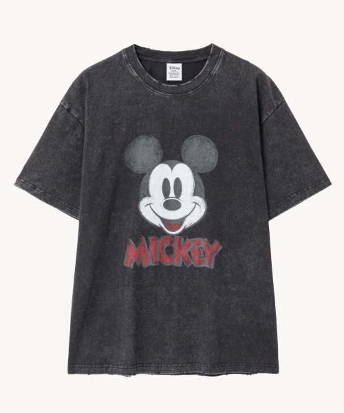 VTWO(ブイツー)の「ヴィンテージウォッシングフェイスタイシャツ_ミッキー_(ブラック)(Tシャツ/カットソー・レディース・その他・MEDIUM/LARGE)」の1枚目の写真