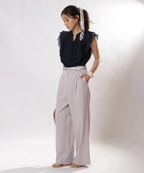 JUSGLITTY（ジャスグリッティー）の「スカーフ付セミワイドパンツ（その他パンツ・レディース・オフホワイト/ピンク・0/1/2）」の2枚目の写真