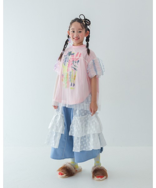 unica（ユニカ）の「フラワーアートサークルTシャツ（Tシャツ/カットソー・キッズ・ピンク/ブラック/オフホワイト・S/M/L/XL）」の5枚目の写真