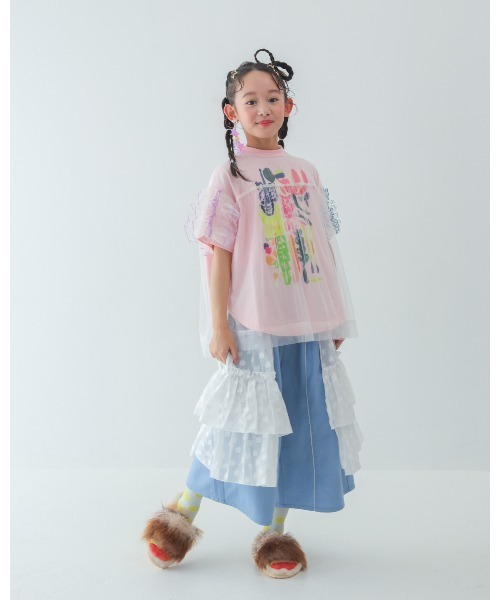unica（ユニカ）の「フラワーアートサークルTシャツ（Tシャツ/カットソー・キッズ・ピンク/ブラック/オフホワイト・S/M/L/XL）」の6枚目の写真