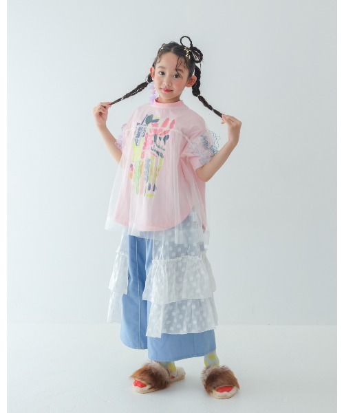 unica（ユニカ）の「フラワーアートサークルTシャツ（Tシャツ/カットソー・キッズ・ピンク/ブラック/オフホワイト・S/M/L/XL）」の7枚目の写真
