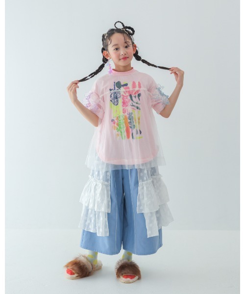 unica（ユニカ）の「フラワーアートサークルTシャツ（Tシャツ/カットソー・キッズ・ピンク/ブラック/オフホワイト・S/M/L/XL）」の8枚目の写真