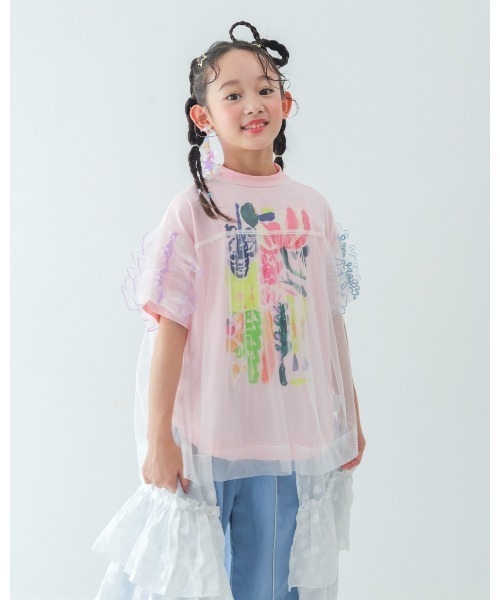 unica（ユニカ）の「フラワーアートサークルTシャツ（Tシャツ/カットソー・キッズ・ピンク/ブラック/オフホワイト・S/M/L/XL）」の11枚目の写真