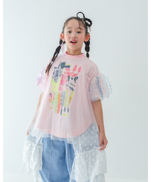 unica（ユニカ）の「フラワーアートサークルTシャツ（Tシャツ/カットソー・キッズ・ピンク/ブラック/オフホワイト・S/M/L/XL）」の12枚目の写真