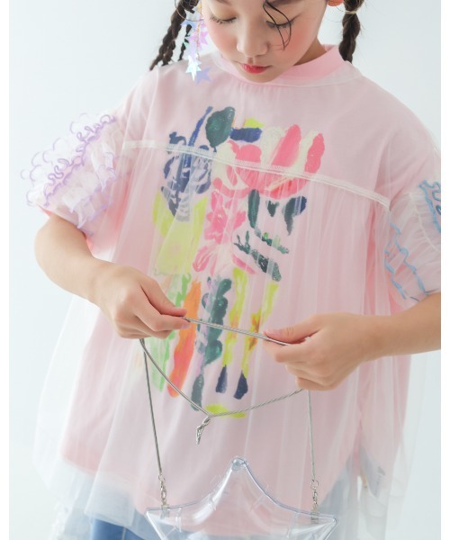 unica（ユニカ）の「フラワーアートサークルTシャツ（Tシャツ/カットソー・キッズ・ピンク/ブラック/オフホワイト・S/M/L/XL）」の15枚目の写真