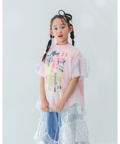 unica（ユニカ）の「フラワーアートサークルTシャツ（Tシャツ/カットソー・キッズ・ピンク/ブラック/オフホワイト・S/M/L/XL）」の17枚目の写真