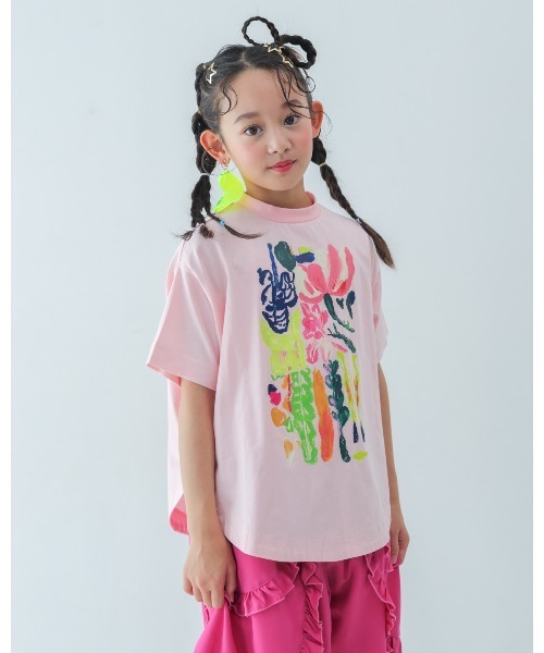 unica（ユニカ）の「フラワーアートサークルTシャツ（Tシャツ/カットソー・キッズ・ピンク/ブラック/オフホワイト・S/M/L/XL）」の21枚目の写真