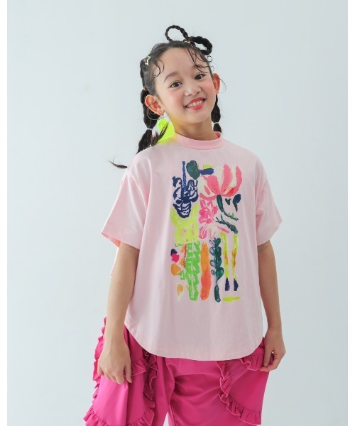 unica（ユニカ）の「フラワーアートサークルTシャツ（Tシャツ/カットソー・キッズ・ピンク/ブラック/オフホワイト・S/M/L/XL）」の22枚目の写真