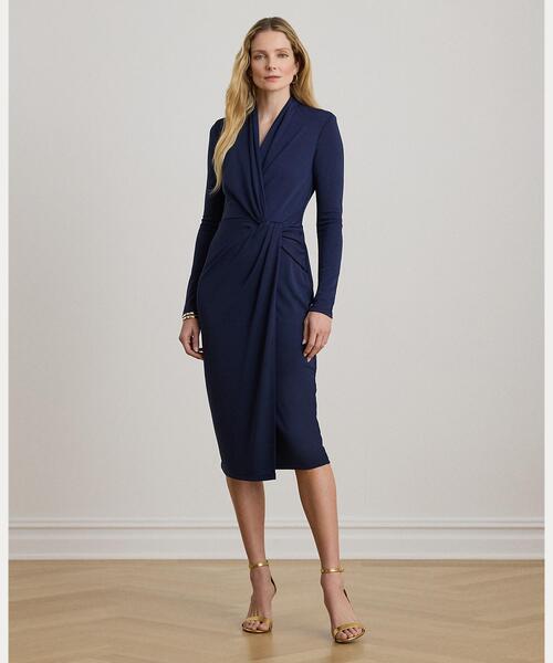 【新品タグ付き】LAUREN RALPH LAUREN ストレッチワンピ ８ ツイストフロント ジャージー サープリス ドレス（ワンピース