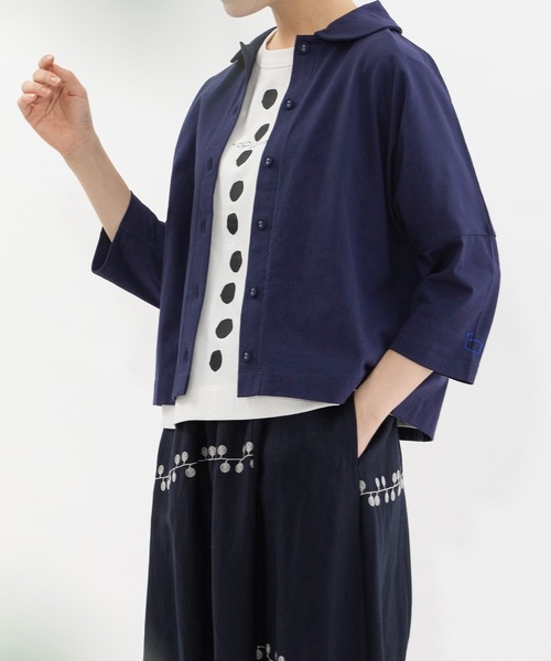 nop de nod(ノップドゥノッド)の「Cloche Ronde USコットン7分袖トップス(Tシャツ/カットソー・レディース・ブラック/ネイビー/オフホワイト/レッド・3)」の3枚目の写真