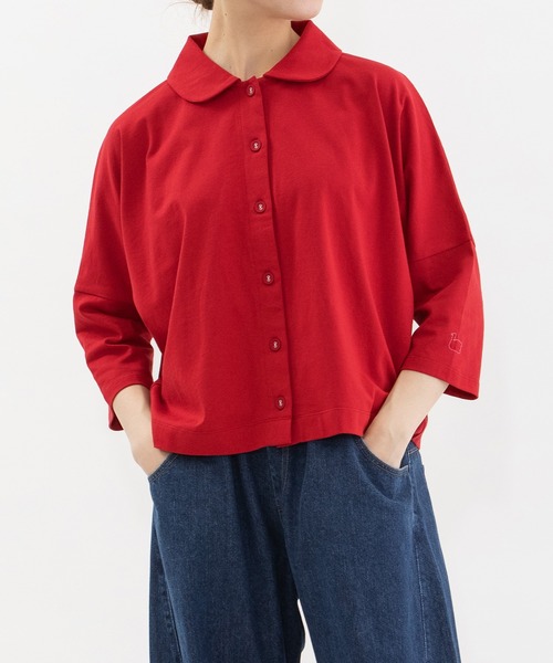 nop de nod(ノップドゥノッド)の「Cloche Ronde USコットン7分袖トップス(Tシャツ/カットソー・レディース・ブラック/ネイビー/オフホワイト/レッド・3)」の4枚目の写真