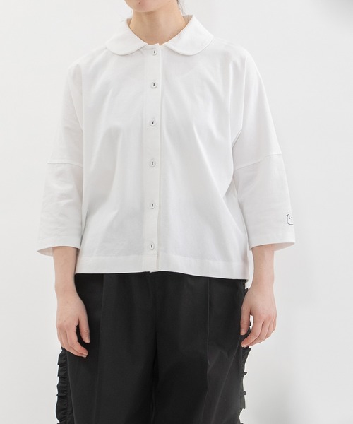 nop de nod(ノップドゥノッド)の「Cloche Ronde USコットン7分袖トップス(Tシャツ/カットソー・レディース・ブラック/ネイビー/オフホワイト/レッド・3)」の1枚目の写真