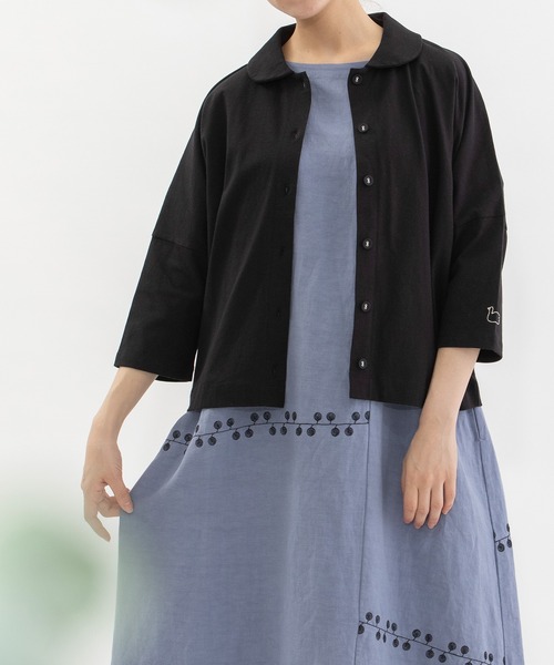 nop de nod(ノップドゥノッド)の「Cloche Ronde USコットン7分袖トップス(Tシャツ/カットソー・レディース・ブラック/ネイビー/オフホワイト/レッド・3)」の2枚目の写真