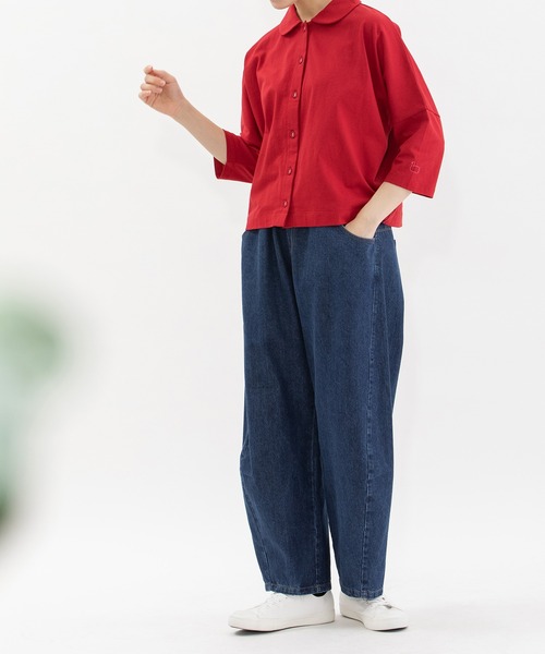 nop de nod(ノップドゥノッド)の「Cloche Ronde USコットン7分袖トップス(Tシャツ/カットソー・レディース・ブラック/ネイビー/オフホワイト/レッド・3)」の5枚目の写真