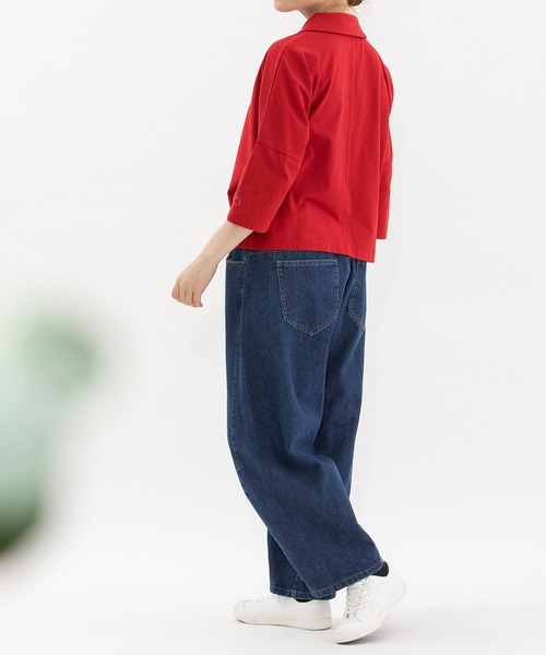 nop de nod(ノップドゥノッド)の「Cloche Ronde USコットン7分袖トップス(Tシャツ/カットソー・レディース・ブラック/ネイビー/オフホワイト/レッド・3)」の6枚目の写真