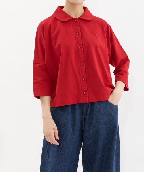nop de nod(ノップドゥノッド)の「Cloche Ronde USコットン7分袖トップス(Tシャツ/カットソー・レディース・ブラック/ネイビー/オフホワイト/レッド・3)」の7枚目の写真