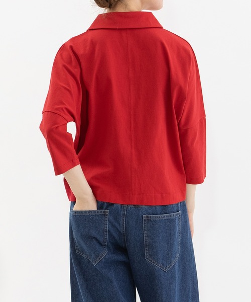 nop de nod(ノップドゥノッド)の「Cloche Ronde USコットン7分袖トップス(Tシャツ/カットソー・レディース・ブラック/ネイビー/オフホワイト/レッド・3)」の8枚目の写真