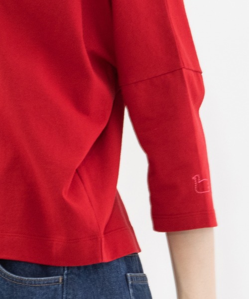 nop de nod(ノップドゥノッド)の「Cloche Ronde USコットン7分袖トップス(Tシャツ/カットソー・レディース・ブラック/ネイビー/オフホワイト/レッド・3)」の10枚目の写真