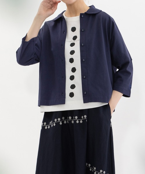 nop de nod(ノップドゥノッド)の「Cloche Ronde USコットン7分袖トップス(Tシャツ/カットソー・レディース・ブラック/ネイビー/オフホワイト/レッド・3)」の13枚目の写真