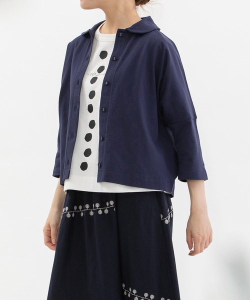 nop de nod(ノップドゥノッド)の「Cloche Ronde USコットン7分袖トップス(Tシャツ/カットソー・レディース・ブラック/ネイビー/オフホワイト/レッド・3)」の14枚目の写真
