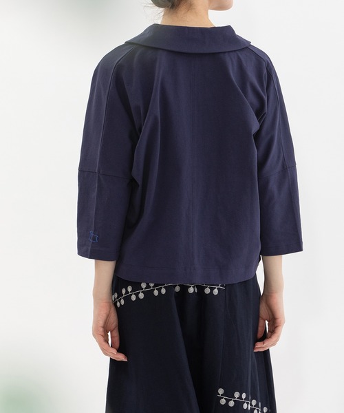 nop de nod(ノップドゥノッド)の「Cloche Ronde USコットン7分袖トップス(Tシャツ/カットソー・レディース・ブラック/ネイビー/オフホワイト/レッド・3)」の15枚目の写真
